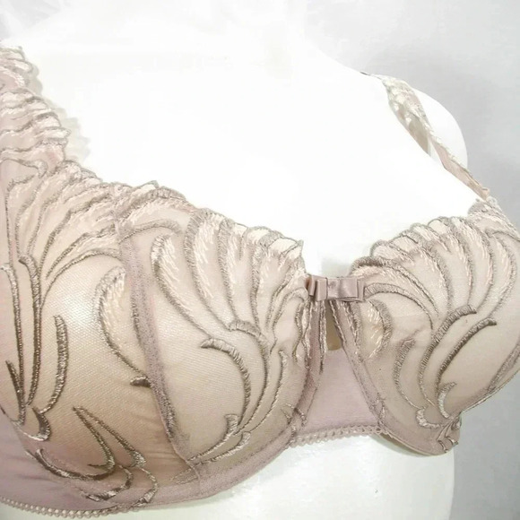 38DD Felina 110040 Lana Embroidered Unlined Plunge Bra Mocha NWT - Picture 6 of 11